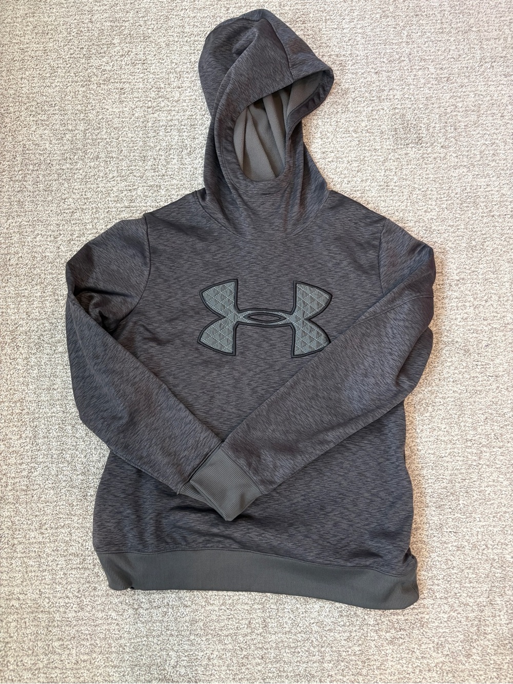 Women’s Under Armour Gray Logo Pullover Hoodie Size Medium with Scuba Hood